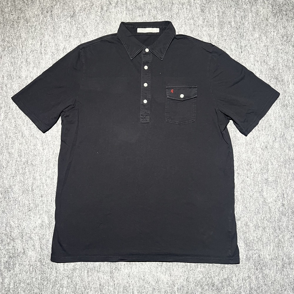 Criquet Polo Shirt Organic Cotton Men XL Pocket Golf Slim Fit Casual Black